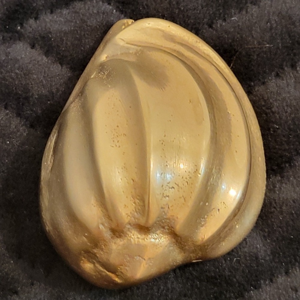 Vintage Solid Brass Conch Shell Figurine Nautical Paperweight Coastal Decor Cute